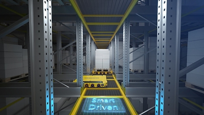 SSI SCHAEFER’s Pallet Roaming Shuttle enables high-density pallet storage within a multi-level warehouse infrastructure. SSI SCHAEFER’s Pallet Roaming Shuttle enables high-density pallet storage within a multi-level warehouse infrastructure.