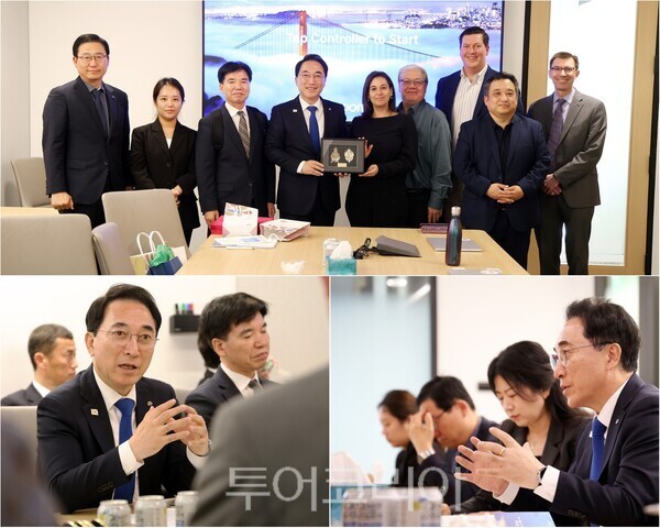 ▲미국 출장 중인 박수현 충남지사가 현지 시각 26일 미국 뉴저지주 프린스턴대학교에 설치된 ‘뉴저지 AI 허브’를 방문해 공동 업무 공간 등 주요 시설을 둘러보고 리앗 크라비치 대표이사 등 관계자들을 만나 설립 배경과 운영 현황, 민관학 협력 구조 등을 살폈다. /사진-충남도(편집 류석만 기자)