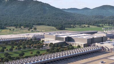 Digital twin for a 1GW AI data center loaded at a selected site