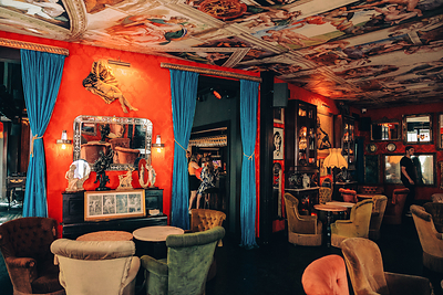 Pensão Amor's décor evokes the atmosphere of Lisbon's port district, a place where sailors, the bourgeoisie, writers, fado singers, artists, and spies once crossed paths. Pensão Amor's décor evokes the atmosphere of Lisbon's port district, a place where sailors, the bourgeoisie, writers, fado singers, artists, and spies once crossed paths.