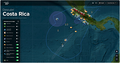 Screenshot of the Discover Costa Rica website (interactive map)